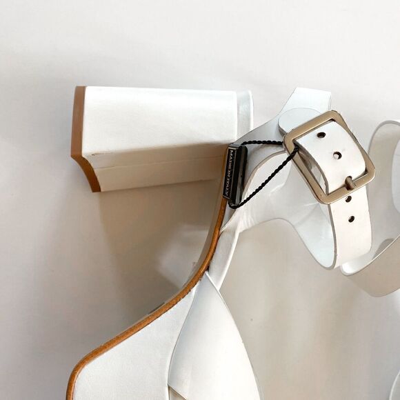 EMANUELE CASTRO White Made In Italy Leather Platform Heel Sandals Women’s US 9 - Picture 12 of 15